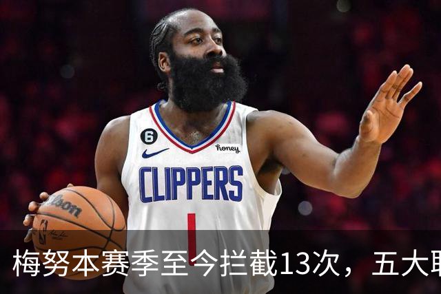 梅努本赛季至今拦截13次，五大联赛球员中最多